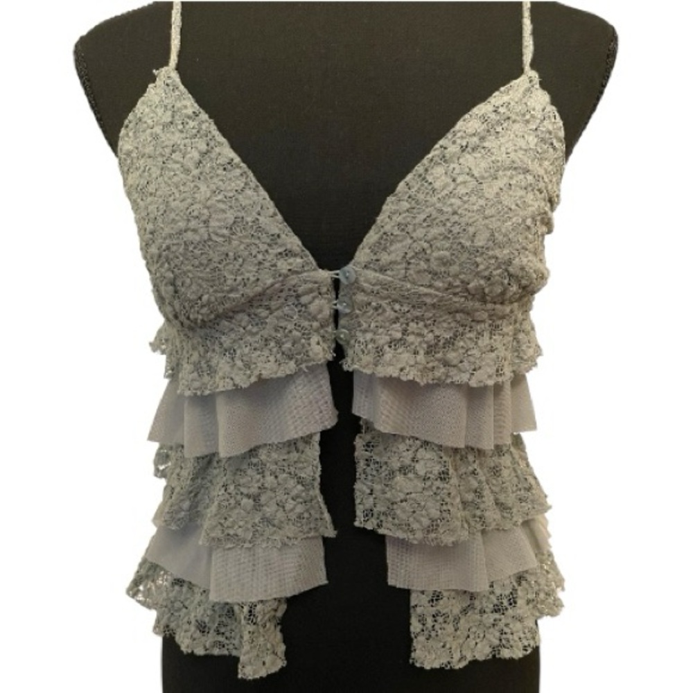 Elegant light teal Lace Tiered Women's Top